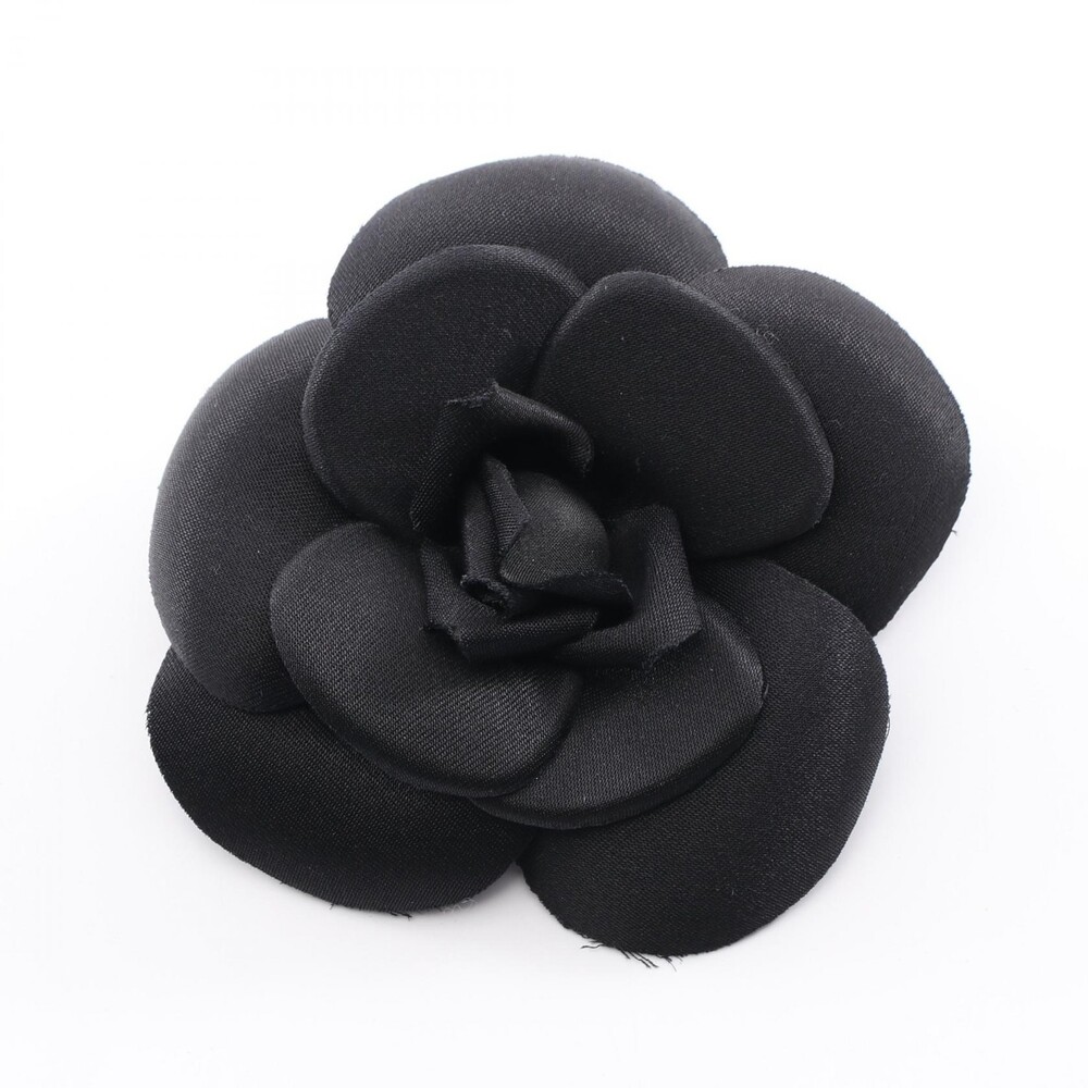 Chanel Camelia Brooch Fabric Black Used #278128C37B